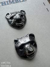 Load image into Gallery viewer, Norwegian Pewter Bear Buttons - Vintage Scandinavian Silver Buttons for Sweaters and Knitwear - 20mm