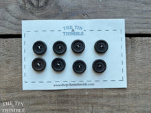 Load image into Gallery viewer, Vintage Dyed Wood Buttons - Set of 8 Black Wood 4-Hole Buttons - 17mm (3/4 Inch)