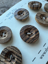 Load image into Gallery viewer, Vintage Wood Buttons - Set of 7 Wood Grain Buttons - 25mm (7/8 Inch)