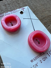 Load image into Gallery viewer, Vintage Buttons - Pink Plastic Buttons - Card of Two - 18mm or 22mm