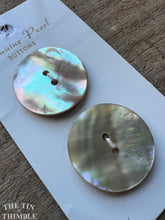 Load image into Gallery viewer, Vintage Mother of Pearl Buttons - 28 mm - Set of 2 - Genuine Pearl Brand on Original Carrd