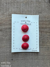 Load image into Gallery viewer, Authentic Vintage Red with Gold Trim Molded Glass Buttons - Card of Four or Three - 19mm or 23mm