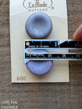 Load image into Gallery viewer, Vintage Plastic Satin Purple Buttons - Card of 2 - La Mode Mid Century Buttons - 21mm (7/8 inch)
