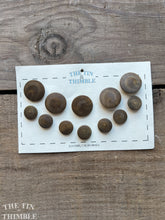 Load image into Gallery viewer, Authentic Vintage Tagua Buttons - Card of 12 - 23mm (1/2 Inch) and 15mm (5/8 Inch) - 1920s Vegetable Ivory