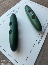 Load image into Gallery viewer, Vintage Wood Toggle Closure - Set of 2 Green Wood Toggles - 65mm (2 1/2 Inch)
