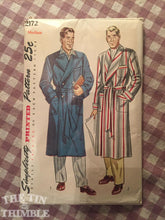 Load image into Gallery viewer, Vintage 1950s Simplicity Men's Robe Pattern #2172 Size Large Chest 42-44" - NC - Vintage Simplicity / Bathrobe Pattern / Men's Robe