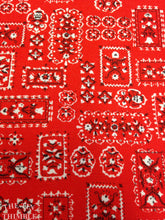 Load image into Gallery viewer, Home Dec. Weight / Handkerchief Print / Vintage Red Cotton Fabric - 3/4 Yard - Fabric Yardage / Vintage Yardage / Kerchief Print / Red White
