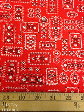 Load image into Gallery viewer, Home Dec. Weight / Handkerchief Print / Vintage Red Cotton Fabric - 3/4 Yard - Fabric Yardage / Vintage Yardage / Kerchief Print / Red White