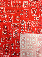 Load image into Gallery viewer, Home Dec. Weight / Handkerchief Print / Vintage Red Cotton Fabric - 3/4 Yard - Fabric Yardage / Vintage Yardage / Kerchief Print / Red White