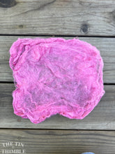 Load image into Gallery viewer, Silk Mulberry Hankies for Spinning or Felting in Cyclamen Pink Purple / 3 Grams / 100% Silk Hankies