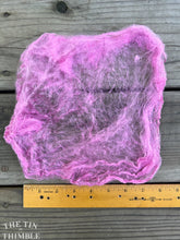 Load image into Gallery viewer, Silk Mulberry Hankies for Spinning or Felting in Cyclamen Pink Purple / 3 Grams / 100% Silk Hankies