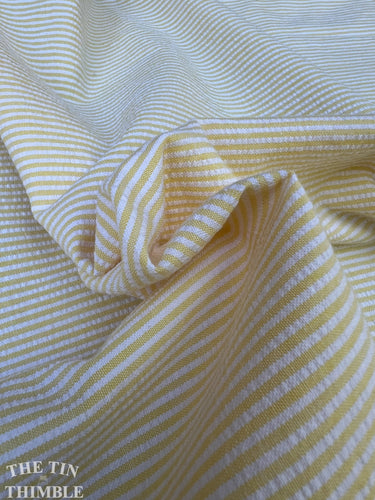 Authentic Vintage Yellow and White Seersucker Stripe Fabric - 38