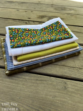 Load image into Gallery viewer, Fabric Scrap Bundle with Vintage and New Fabric Scraps / Green and Blue Fabric Grab Bag for Quilting, Doll Clothes and Crafts / SB303