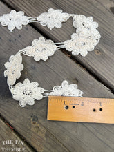 Load image into Gallery viewer, 100% Cotton Vintage Crocheted Trim - Ecru Cotton Flower Trim - Sold by the Half Yard