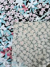 Load image into Gallery viewer, Japanese Kimono Fabric, Authentic Vintage - 14.5" x 1 1/2 Yards" with Crepe Texture - Polyester - Pastel and Black