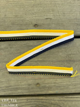 Load image into Gallery viewer, Yellow White and Navy Nylon Trim - Athletic Trim - School Uniform Trim