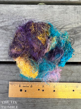 Load image into Gallery viewer, Hand Dyed Throwsters Waste Silk / 1/4 Ounce of 100% Silk Threads in the color 'Candy Mix'