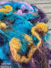 Load image into Gallery viewer, Hand Dyed Throwsters Waste Silk / 1/4 Ounce of 100% Silk Threads in the color 'Candy Mix'