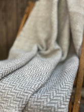 Load image into Gallery viewer, Handwoven Pure Wool Throw Blanket - Herringbone Pattern - Wool Grown, Spun and Woven in Northern California - 100% USA Made by Women