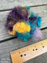 Load image into Gallery viewer, Hand Dyed Throwsters Waste Silk / 1/4 Ounce of 100% Silk Threads in the color 'Candy Mix'