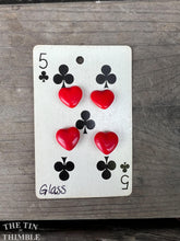 Load image into Gallery viewer, Red Heart Glass Buttons - Four/ 1930s Buttons / 1940s Buttons / Vintage Glass Buttons / Vintage Sewing Notions / Vintage Sewing Supplies