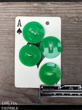Load image into Gallery viewer, Vintage Plastic Buttons - Three / Vintage Bright Green Plastic Buttons / Vintage Sewing Notions / Vintage Sewing / 1 1/4"