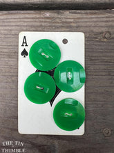 Load image into Gallery viewer, Vintage Plastic Buttons - Three / Vintage Bright Green Plastic Buttons / Vintage Sewing Notions / Vintage Sewing / 1 1/4"