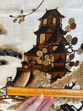 Load image into Gallery viewer, Authentic Vintage Mid Century "Shaheen" Pagoda Cherry Blossom Fabric Panel - Polyester - Made in Hawaii