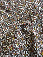Load image into Gallery viewer, Vintage Printed 100% Cotton Fabric - Brown, White, Orange Tile Print - Medium/Heavy Weight