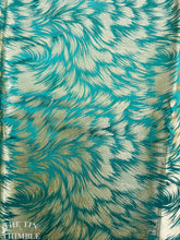 Load image into Gallery viewer, Vintage Mid Century Jacquard Fabric - Emerald Green and Gold Metallic Fabric - Authentic Vintage - 3 Yards Available - 100% Synthetic