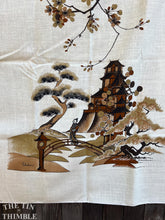 Load image into Gallery viewer, Authentic Vintage Mid Century "Shaheen" Pagoda Cherry Blossom Fabric Panel - Polyester - Made in Hawaii