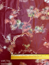 Load image into Gallery viewer, Authentic Vintage Mid Century Polished Cotton - Asian Print with Cranes and Pine Trees - 100% Cotton - 1 Yard 17" x 54"