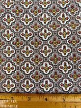 Load image into Gallery viewer, Vintage Printed 100% Cotton Fabric - Brown, White, Orange Tile Print - Medium/Heavy Weight