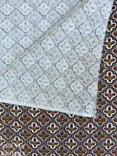 Load image into Gallery viewer, Vintage Printed 100% Cotton Fabric - Brown, White, Orange Tile Print - Medium/Heavy Weight
