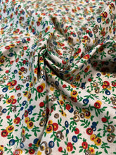 Load image into Gallery viewer, Red White Blue Printed Floral Cotton Fabric - 1 Yard - Authentic Vintage 1970s Heavy Cotton with Canvas Texure