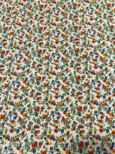 Load image into Gallery viewer, Red White Blue Printed Floral Cotton Fabric - 1 Yard - Authentic Vintage 1970s Heavy Cotton with Canvas Texure