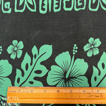Load image into Gallery viewer, Double Border Print Fabric Hawaiian Polynesian Black Green - 1 7/8 Yards - Fabric Yardage / Vintage Yardage / Cotton Fabric