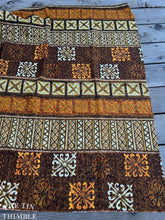 Load image into Gallery viewer, Vintage Authentic Polynesian Print Fabric - 2 1/4 Yards - Brown and Yellow Border Print Hawaiian Fabric - Textured Polyester Fabric
