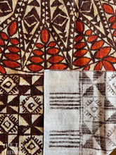 Load image into Gallery viewer, Vintage Authentic Polynesian Print Fabric - 19.5" x 42" - Brown and Orange Border Print Hawaiian Fabric - Textured Polyester Fabric