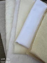 Load image into Gallery viewer, Linen, Wool and Cotton Scrap Fabric Bag - 1 Pound of Scraps in a Variety of Weaves and Textures - Great for Dyeing, Collage, Felt and More