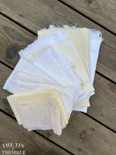 Load image into Gallery viewer, Linen, Wool and Cotton Scrap Fabric Bag - 1 Pound of Scraps in a Variety of Weaves and Textures - Great for Dyeing, Collage, Felt and More
