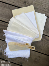 Load image into Gallery viewer, Linen, Wool and Cotton Scrap Fabric Bag - 1 Pound of Scraps in a Variety of Weaves and Textures - Great for Dyeing, Collage, Felt and More
