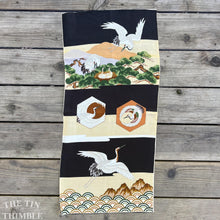 Load image into Gallery viewer, Japanese Kimono Fabric, Authentic Vintage - 14.5" x 29.5" with Crane and Tree Print - Polyester