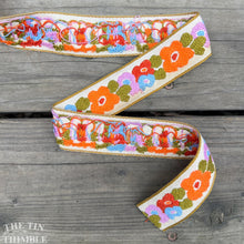 Load image into Gallery viewer, 100% Cotton Vintage Embroidered Trim - 1960s/70s Floral Hippie Trim - Sold by the Half Yard