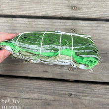 Load image into Gallery viewer, Fabric Scrap Bundle / Vintage and New Fabric Scraps / Green Fabric Destash Grab Bag / SB310