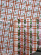 Load image into Gallery viewer, Authentic Vintage Embroidered Floral Polyester Check - 44" wide x 1 1/3 Yards