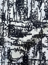 Load image into Gallery viewer, Printed China/Habotai 100% Silk - Mid Century Mod Print - Black and White Silk - Flawed