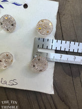 Load image into Gallery viewer, Authentic Vintage Glass Clear and Gold Heart Buttons - Card of Four - 10mm or 3/8 Inch