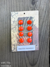 Load image into Gallery viewer, Authentic Vintage Bright Orange Glass Buttons - Card of Eight - 11mm or 7/16 Inch