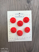 Load image into Gallery viewer, Authentic Vintage Red Molded Glass Buttons - Card of Six - 18mm or 3/4 Inch